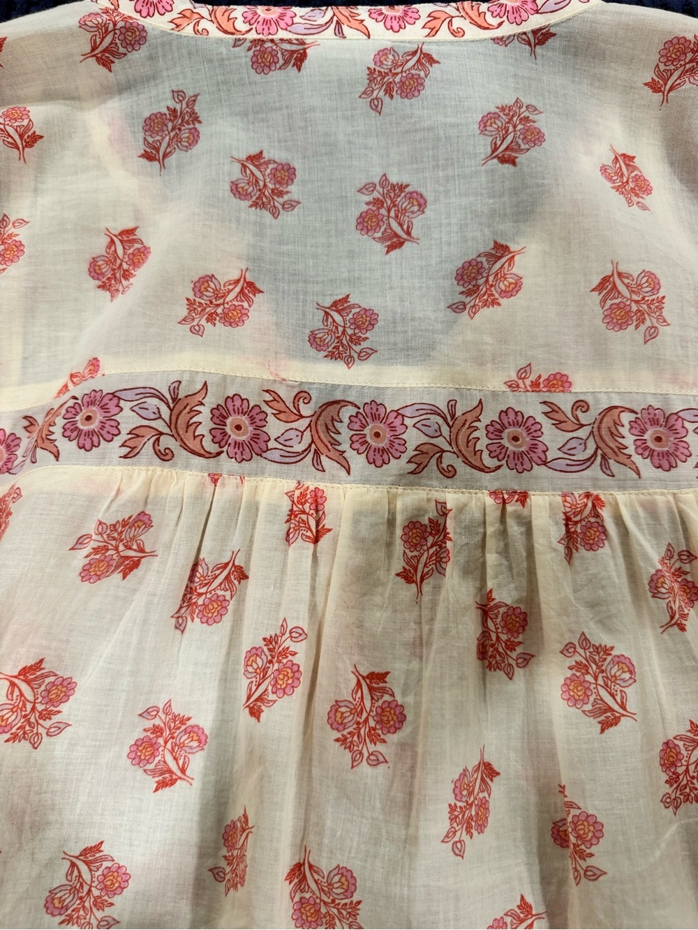 CAbi Cream and Pink “Artsy Top” Floral Peasant Tunic - Picture 7 of 10